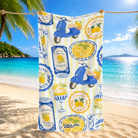 Microfiber Sand Free Beach Towel Quick Dry Fresh Lemon Fruit Floral Print Large Lightweight Pool Bath Towel for Women Summer
