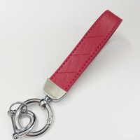 Porte-clés en cuir gaufré avec anneau en D métallique doré, plusieurs couleurs, support de clés pour poignet, pendentif de sac personnalisé, cadeau pour femme