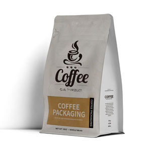 Sachets de café noir mat personnalisés avec logo imprimé, valve, fermeture thermoscellée, languette de tirage et fermeture éclair anti-humidité pour grains de café - Product Image 1