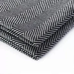 Atacado personalizado moda respirável poliéster, malha zigzag jacquard herringbone tecido sarja com metálico