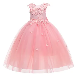 MQATZ 2023 Sommer Blumen mädchen Kleid rosa Appliziert ärmellose Kleid Design Wear von 11 Alter für Party LP-280