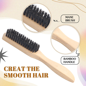 <span class=keywords><strong>Brosse</strong></span> à <span class=keywords><strong>barbe</strong></span> pour homme avec logo personnalisé, écologique, en bambou, manche en bois de hêtre naturel, poils de sanglier doux pour le peignage des poils du visage - Product Image 5