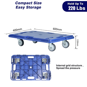Vehículos de transporte de Carga 100kgs 600*400mm pista enclavamiento móvil <span class=keywords><strong>Dolly</strong></span> conectable plástico <span class=keywords><strong>Dolly</strong></span> azul TPR - Product Image 2