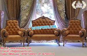 Maharaja Wedding Wooden Carved Furniture Set Royal Wedding Wooden Handicraft <b>Sofa</b> Set Luxury Wedding White-<b>Gold</b> <b>Sofa</b> Set London - Product Image 4