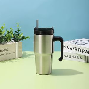Gobelet de voyage isotherme en acier inoxydable de 20 oz, à double paroi sous vide, avec poignée et paille pour boissons - Product Image 4