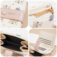 Dompet Pendek Wanita Terbaru untuk Fashion, Resleting Huruf, Dompet Koin Tahan Air, Warna Kontras, Lapisan Poliester