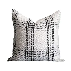 MU Made in China vintage 45cmx45cm woven cushion covers simple coarse knit checkerboard trendy pillow cases