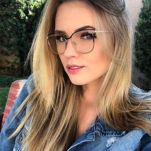 Femmes Zéros Oeil de Chat Lunettes Myopie Nerd <span class=keywords><strong>Cadres</strong></span> Optiques À La Mode Unique En Métal Doré femmes Montures - Product Image 5