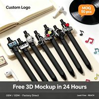 Stylos noirs rétro avec embouts pour écouteurs en forme de cassette et de disque vinyle pour les articles promotionnels des groupes et les cadeaux de festival
