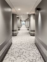 Tapis de sol imprimé pour hôtel et banquet, motif géométrique personnalisé, lavable, antistatique, antidérapant, en polyester et nylon, aspect Axminster