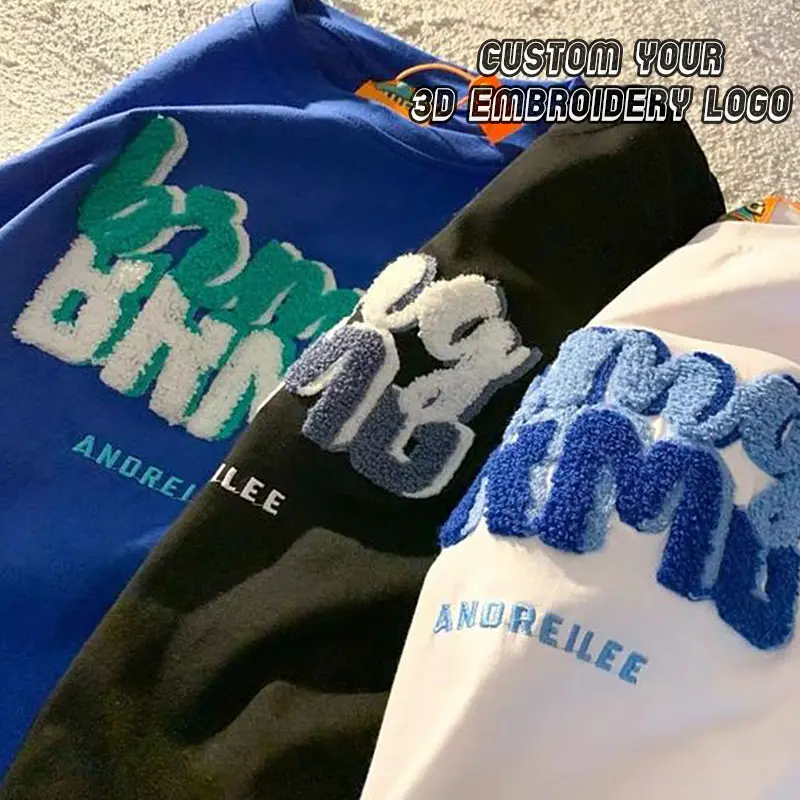 高品質のメンズコットン刺EmbroideryロゴTシャツカスタムデザイン独自のブランドを印刷男性用スリムフィットTシャツ