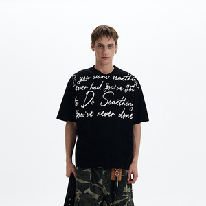 Camiseta de Hombre de Alta Calidad, 200 Gsm, Corte Cuadrado, Estampado Personalizado, Cuello Redondo, Talla Grande, Informal, Algodón Pesado, Poliéster, Antiarrugas - Product Image 6