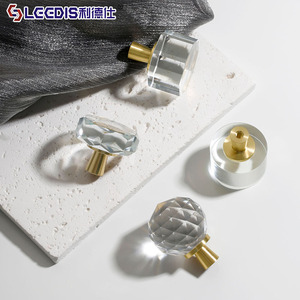 LCCDIS Crystal Brass Cabinet Knobs Octagonal Minimalist Style For <b>Wardrobe</b> Furniture Handles - Product Image 1