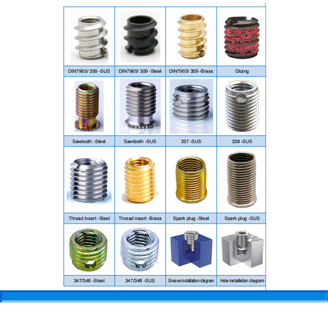 Stainless Steel M2 M3 M4 M5 M6 M8 M10 Self Tapping Wire Thread Slotted Inserts Passivated Finish Right Hand Sheet Metal Heavy