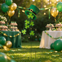 Piquet de jardin en fer robuste avec motif de chapeau de la Saint-Patrick, panneau métallique porte-bonheur pour la décoration extérieure de la maison, du jardin, du porche avant et des fêtes