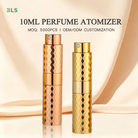 Flacon atomiseur de parfum de voyage cylindrique personnalisé en or de luxe, mini 10 ml, rechargeable, à mécanisme rotatif, avec insert en verre - MOQ 5000 pièces