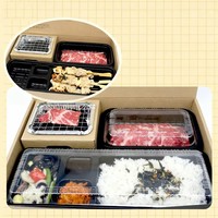 Boîte de barbecue jetable en papier, solution portable à emporter, ensemble de charbon de bois intégré, emballage alimentaire durable