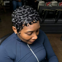 Perruque synthétique courte bouclée de 6 pouces, style afro, résistante à la chaleur, sans colle, pour femmes noires africaines