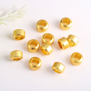 Lisheng Jewelry Gold Plated Copper Beads 8mm Round Large Hole <b>Spacer</b> Beads For DIY Jewelry Making Bracelets Necklaces - Product Image 1