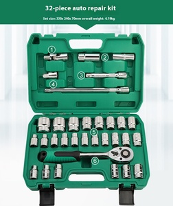 Kit d'outils de réparation automobile 46 pièces, clé à douille 1/4 pouce, source d'alimentation manuelle, personnalisable OEM, mallette rigide certifiée GS - Product Image 4