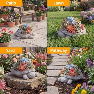 Estatua de Tortuga Solar para Jardín, Decoración de Exterior con 7 Luces LED, Diseño Suculento para Patio, Balcón, Regalo Artístico para Mujeres - Product Image 6