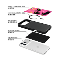 Coque de téléphone AG Feeling Black Edge avec motif chat doré pour iPhone 17, 17 Pro Max, 16 Pro, 15 – Coque magnétique