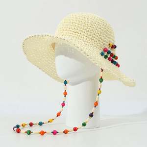 Nouveau Chapeau de Pêcheur Femme Tendance 2025 – Chapeau de Soleil Pliable à Large Bord en Paille Colorée avec Perles - Product Image 3