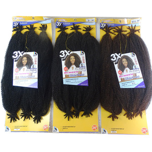 Perruque exotique en cheveux crépus, style africain, petite boucle, sans dentelle, 3x tresses torsadées à l'eau - Product Image 1