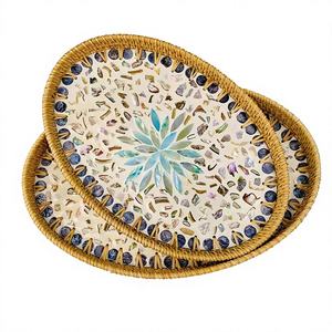 Cesta de Almacenamiento de Mimbre Colorida al por Mayor, Diseño Flexible con Mosaico de Conchas, Hecha con Materiales Naturales Tejidos y Ecológicos - Product Image 1