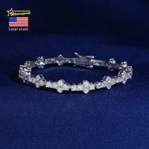 <span class=keywords><strong>Bracelet</strong></span> tennis en <span class=keywords><strong>argent</strong></span> 925 <span class=keywords><strong>avec</strong></span> mini <span class=keywords><strong>croix</strong></span> en moissanite de 3 mm, coupe ronde brillante, style hip-hop, entrepôt américain - Product Image 1