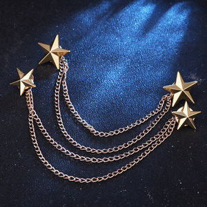 Bros Bintang Unisex Logam Rantai Rumbai Peniti Kerah Kemeja Gesper Kerah <span class=keywords><strong>Retro</strong></span> Pin Kerah Jas Aksesoris Perhiasan Kalung - Product Image 5