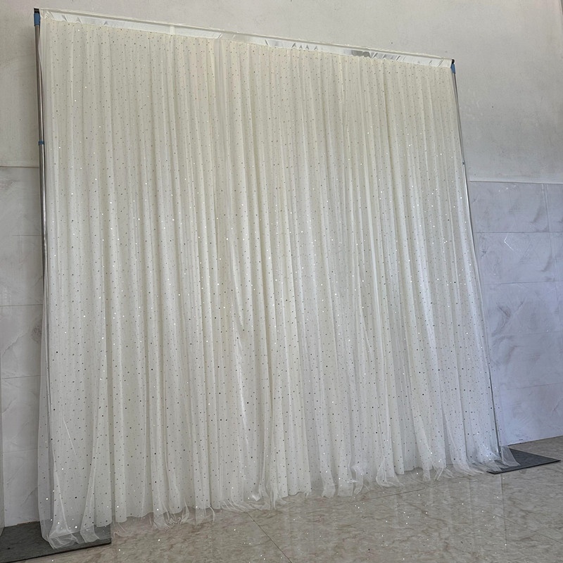 drapé en soie glacée beige + tulle beige