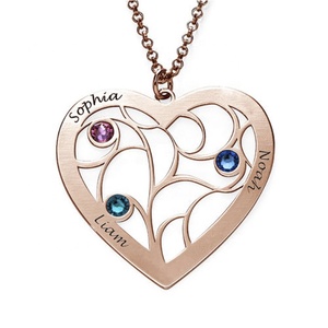 Colgante personalizado de Plata de Ley 925 para mejores amigos, colgante de corazón de amor, collar con nombre personalizado con piedra natal, joyería chapada en rodio - Product Image 5