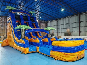 Toboggan sec gonflable pour adultes et enfants, toboggan aquatique commercial pour fête dans l'arrière-cour extérieure, maison gonflable au bord de l'eau avec piscine - Product Image 3