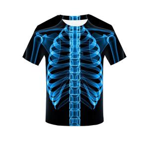 Camiseta de Hombre con Estampado de Esqueleto, Manga Corta, Corte Holgado, Jersey con Estampado Digital, 100% Poliéster, Ropa Casual de Verano - Product Image 3