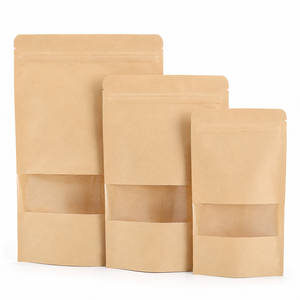 Custom Printed Stand Up Kraft <b>Paper</b> Bag with Clear Window Zipper Food Grade Resealable Pouch for Coffee Tea Nuts Dried Fruit - Product Image 6