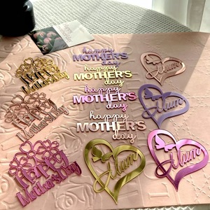 Venta caliente acrílico <span class=keywords><strong>flores</strong></span> pastel Topper excelente Celebración del Día de la madre decoraciones mariposa amor mamá diseño - Product Image 3