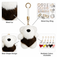 Llavero de oso de peluche de piel de visón auténtica al por mayor, bonito colgante para bolso, suave y esponjoso, estilo Kawaii, 5 colores, OEM personalizado, 11 cm