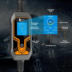 feyree <b>Type</b> <b>2</b> <b>EV</b> Car Charger 11kW 16A Adjust Current with Screen Display 380V Portable Charger <b>EV</b> <b>Charging</b> Station with Adapter - Product Image 2