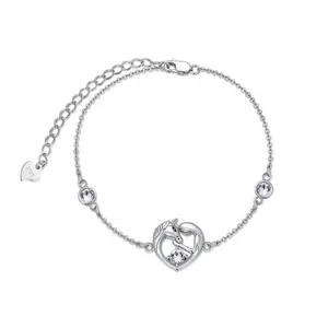 High Quality New Design 925 Sterling Silver Love Heart Horse Bracelet Horse Jewellery