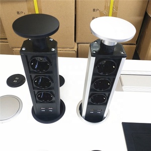 Presa Elettrica a Scomparsa Nascosta nel Piano di Lavoro della <span class=keywords><strong>Cucina</strong></span>, Nera e Argento, con 3 Prese AC EU e 2 Porte USB per Ricarica - Product Image 2