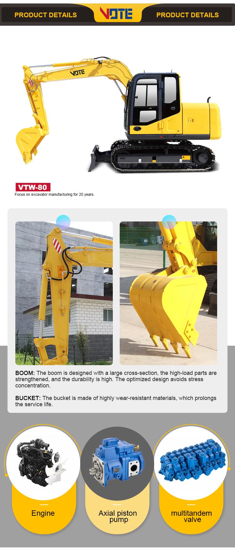 The 8 ton excavator small crawler hydraulic excavator for sale industrial earthwork medium digger Asia