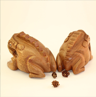Wooden Natural Color Decorative Hand Carved Thailand Croaking Wooden Percussion Frog Musical Instrument Design