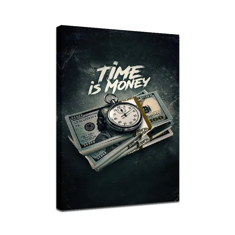 New Design Time is Money Inspirational Wall Art Poster for Office, Motivational Canvas Painting for Home Decor