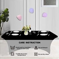Nappes de table rectangulaires en polyester noir avec logo personnalisé, pour fêtes, banquets, mariages, extensibles en spandex, 6 pieds