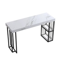 Table de bar de luxe en métal et pierre, pour cuisine ouverte, villa, îlot de cuisine haut de gamme, table simple pour salon, restaurant, ou meuble de séparation