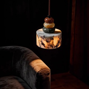 Lampe suspendue de luxe en marbre naturel Calacatta Viola, style Wabi-Sabi, pour <span class=keywords><strong>chevet</strong></span>, chambre, îlot de cuisine, bar - Product Image 4