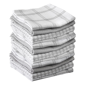 Serviettes de cuisine carrées en coton à carreaux, tissées, séchage rapide, écologiques, lavables en machine, lot de six - Product Image 1