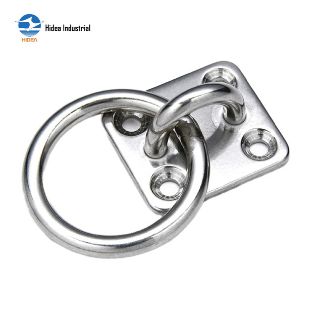 Stainless Steel Cast Passivated Square Eye Plate with Ring Square Eye Fitting Flat Mount Eye Ring Loop Floating Dock Fastener