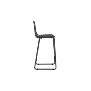 Stijlvolle zwarte grid rugleuning, zacht lederen zitting, stevig metalen frame voor Europese en Amerikaanse commerciële bars, ijzeren barkruk - Product Image 4